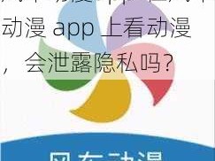 风车动漫app-在风车动漫 app 上看动漫，会泄露隐私吗？