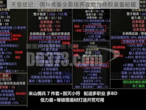 天堂战记：佣兵装备全面培养攻略与终极装备秘籍