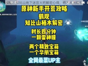 原神探秘：知比山地下迷宫火把解密心得，栖木火光指引之旅