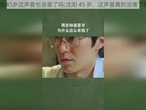 沈阳45岁这声音也没谁了吗;沈阳 45 岁，这声音真的没谁了吗？