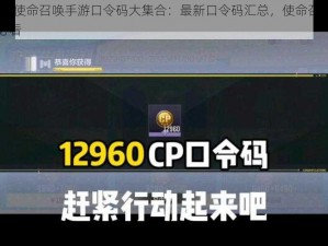 2023年使命召唤手游口令码大集合：最新口令码汇总，使命召唤手游玩家必看