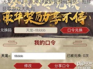 天龙八部2手游2023最新兑换码集结，抢鲜获取游戏大礼包