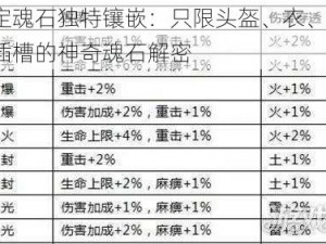 特定魂石独特镶嵌：只限头盔、衣、裤、鞋插槽的神奇魂石解密