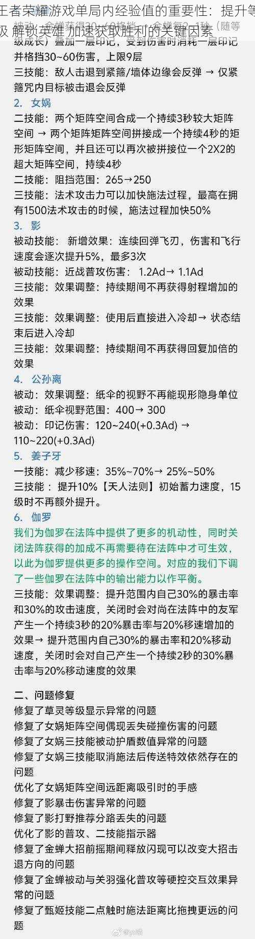 王者荣耀游戏单局内经验值的重要性:提升等级 解锁英雄 加速获取胜利的关键因素