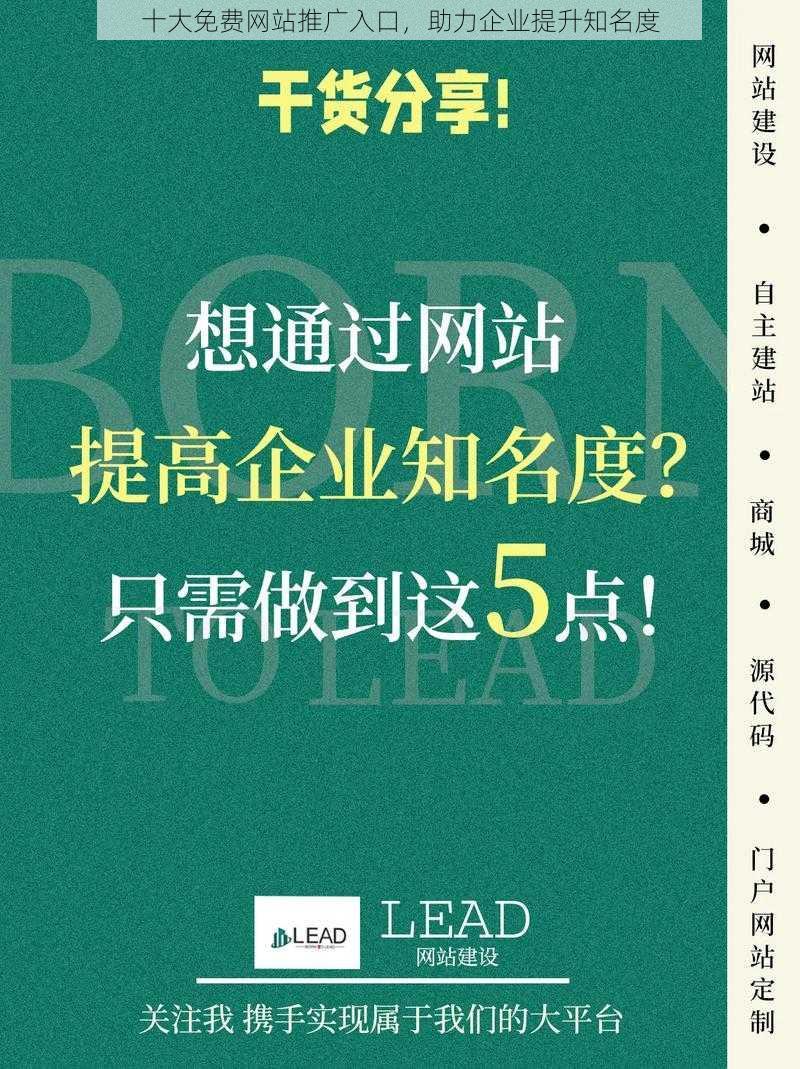 十大免费网站推广入口,助力企业提升知名度