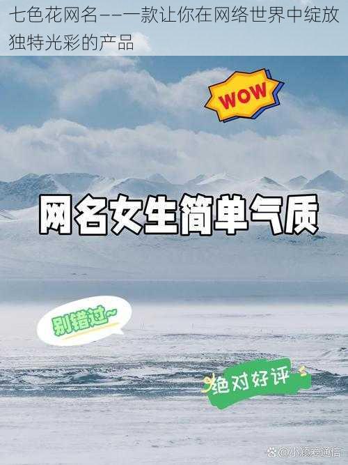 七色花网名——一款让你在网络世界中绽放独特光彩的产品