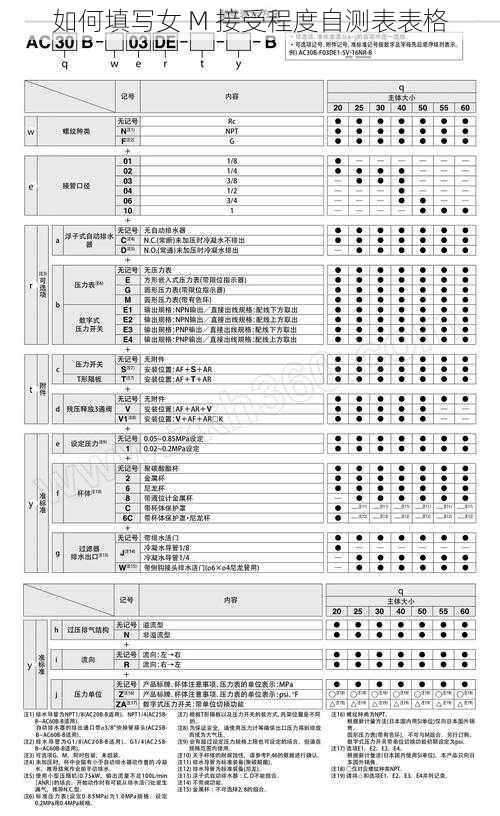 如何填写女 M 接受程度自测表表格