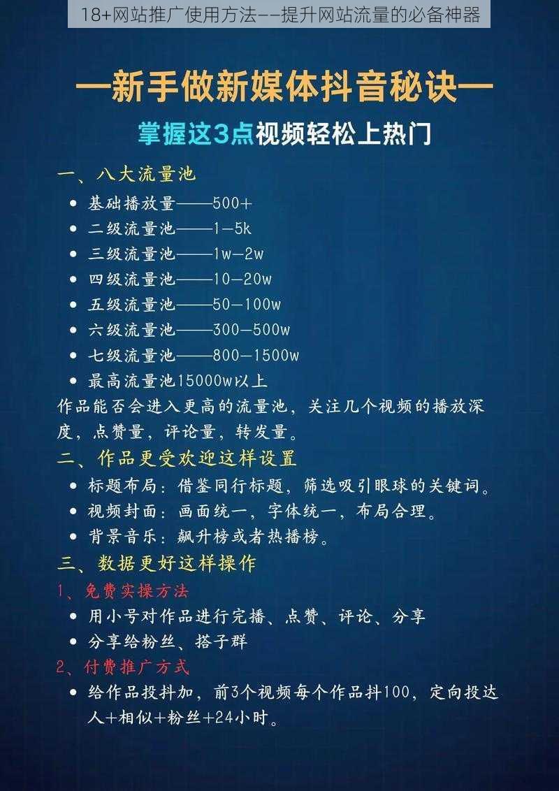 18+网站推广使用方法——提升网站流量的必备神器