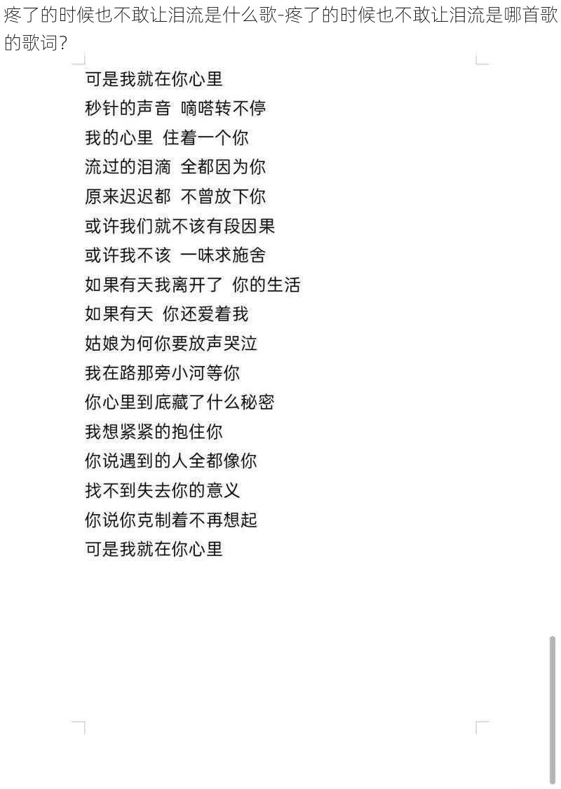 疼了的时候也不敢让泪流是什么歌-疼了的时候也不敢让泪流是哪首歌的歌词？