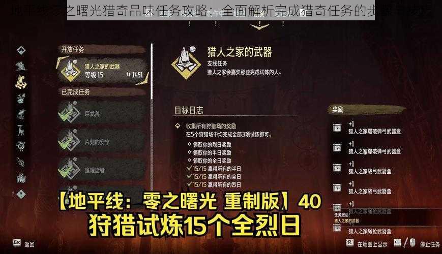 地平线零之曙光猎奇品味任务攻略:全面解析完成猎奇任务的步骤与技巧