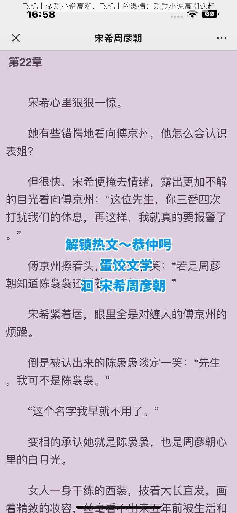 飞机上做爰小说高潮、飞机上的激情：爰爱小说高潮迭起