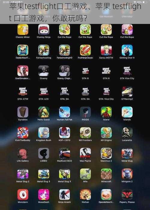 苹果testflight口工游戏、苹果 testflight 口工游戏，你敢玩吗？