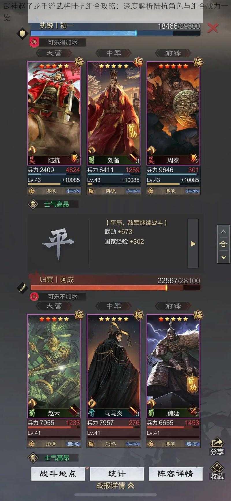 武神赵子龙手游武将陆抗组合攻略：深度解析陆抗角色与组合战力一览