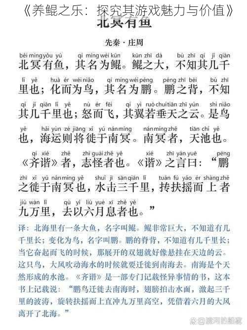 《养鲲之乐：探究其游戏魅力与价值》