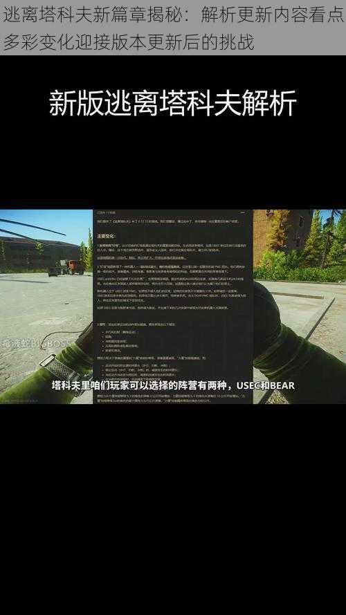 逃离塔科夫新篇章揭秘:解析更新内容看点多彩变化迎接版本更新后的挑战