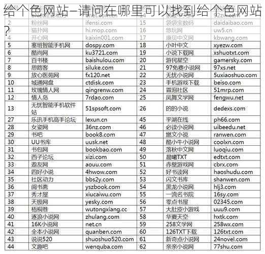 给个色网站—请问在哪里可以找到给个色网站？