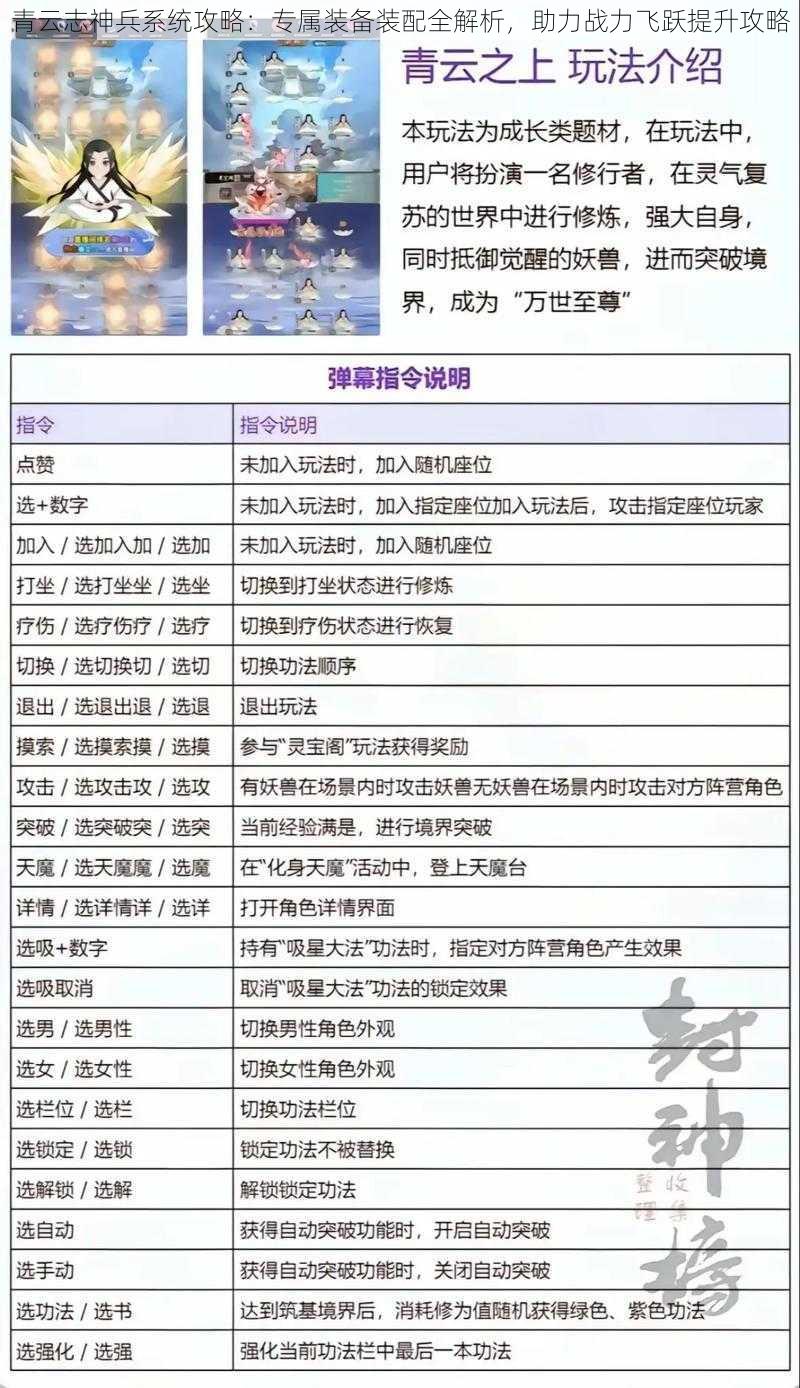 青云志神兵系统攻略：专属装备装配全解析，助力战力飞跃提升攻略