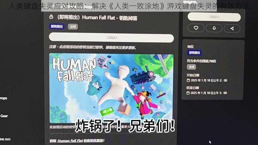 人类键盘失灵应对攻略:解决《人类一败涂地》游戏键盘失灵的有效方法