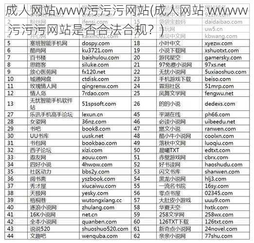 成人网站www污污污网站(成人网站 wwww 污污污网站是否合法合规？)