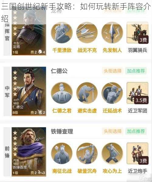 三国创世纪新手攻略：如何玩转新手阵容介绍