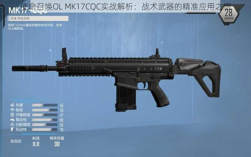 使命召唤OL MK17CQC实战解析:战术武器的精准应用之旅