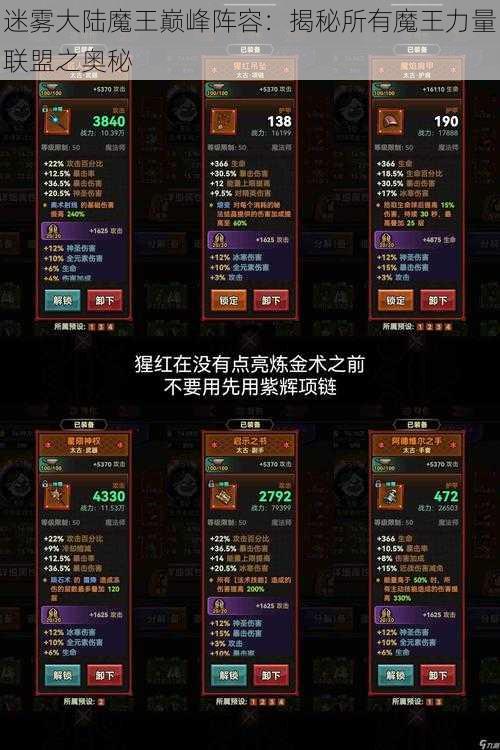 迷雾大陆魔王巅峰阵容:揭秘所有魔王力量联盟之奥秘