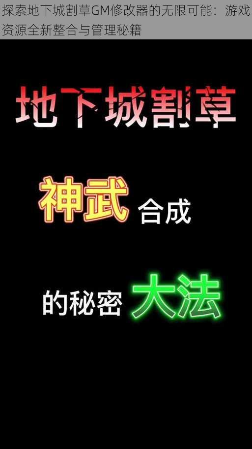 探索地下城割草GM修改器的无限可能：游戏资源全新整合与管理秘籍