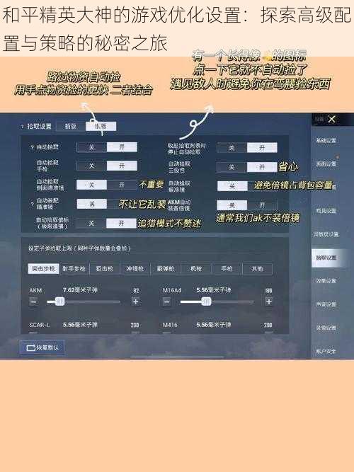和平精英大神的游戏优化设置：探索高级配置与策略的秘密之旅