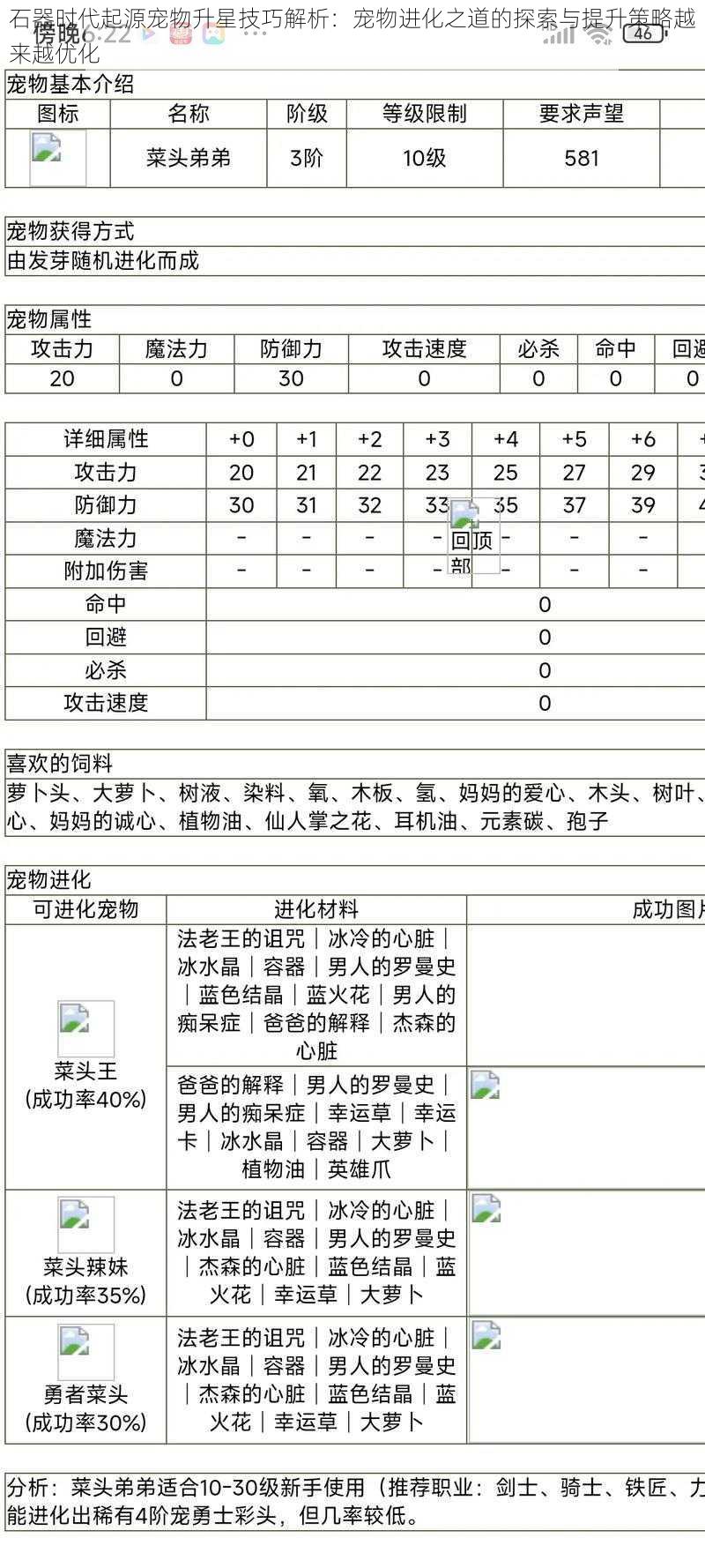 石器时代起源宠物升星技巧解析：宠物进化之道的探索与提升策略越来越优化